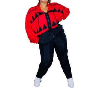 Lavon Red/Black Windbreaker Set